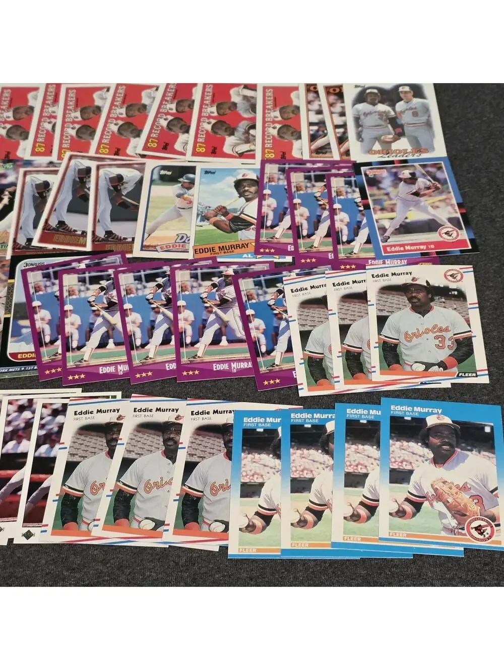 EDDIE MURRAY - Huge 185 Card Lot 80s-90s Baltimore Orioles HOF